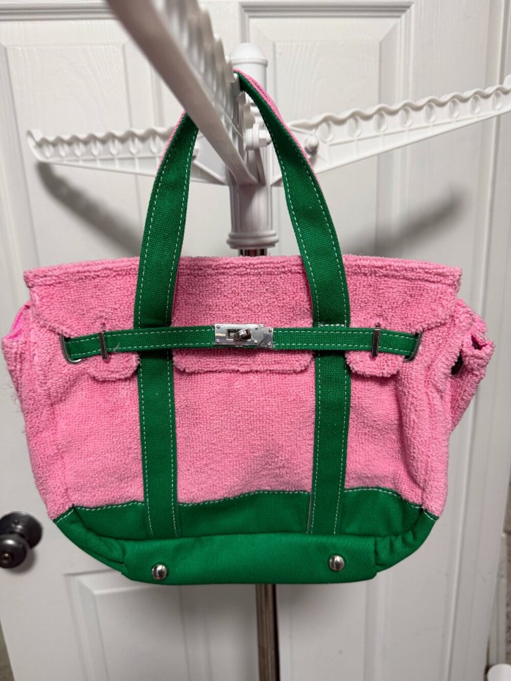 Sunwin Boatkin Small Pink Green Terry Tote Bag New